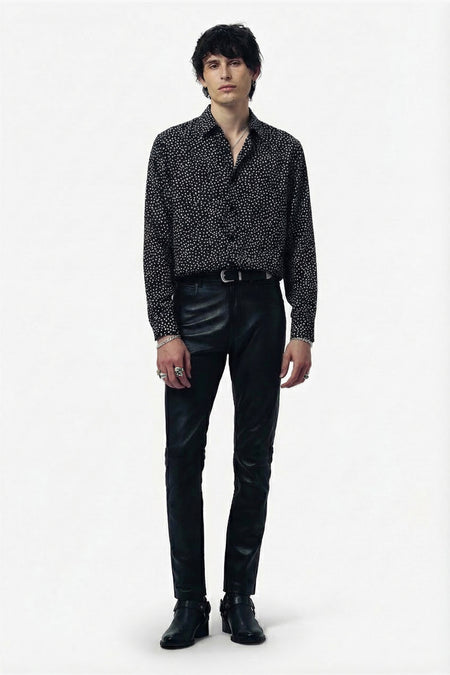 Scattered Dot Long Sleeve Shirt - Black