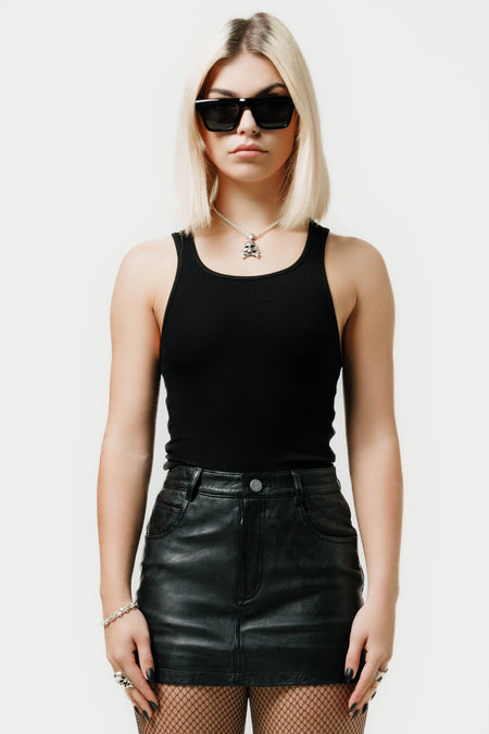 The Ultra Mini Skirt | Black Leather