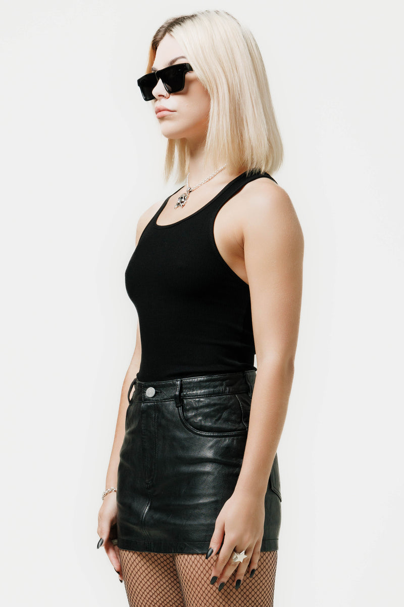 The Ultra Mini Skirt | Black Leather