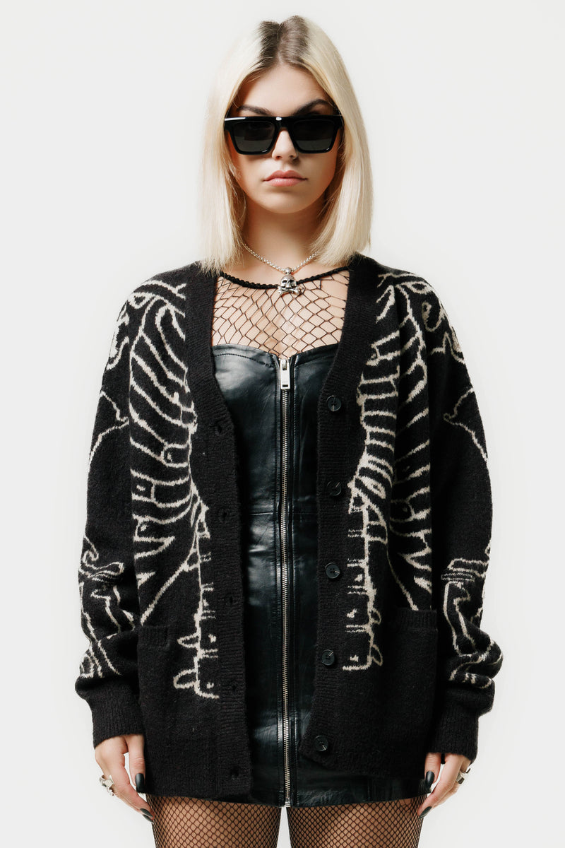 Oversized Reverse Skeleton Cardigan