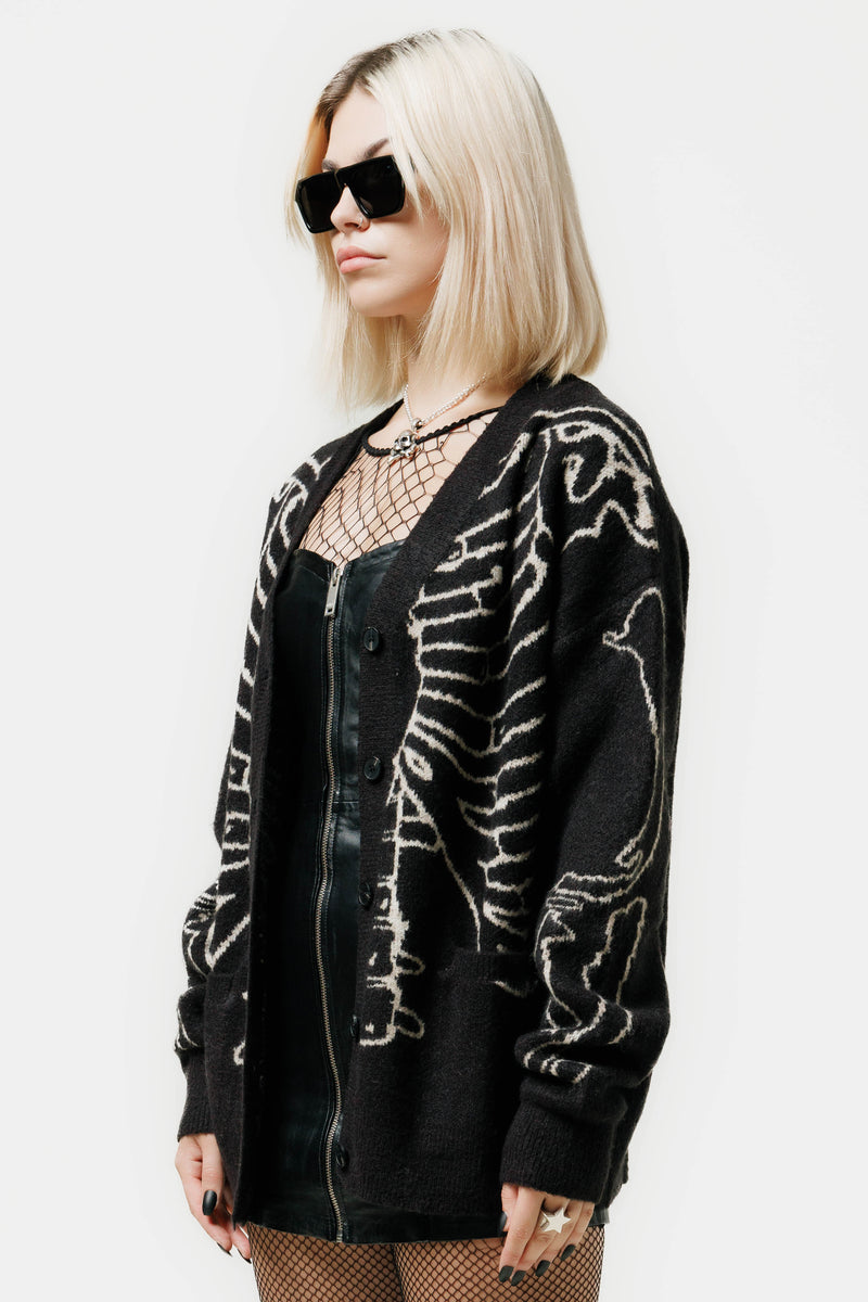 Oversized Reverse Skeleton Cardigan