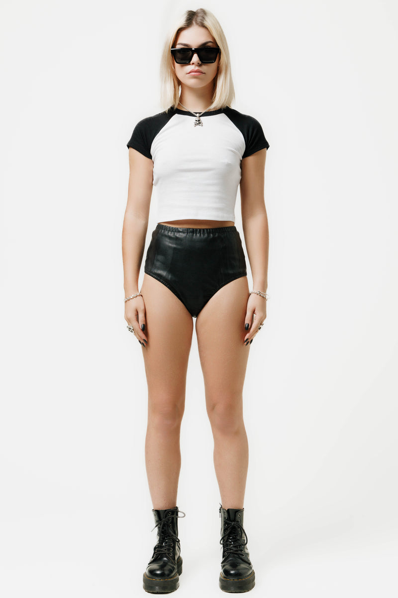 High Waisted Ultra Shorts | Black Leather