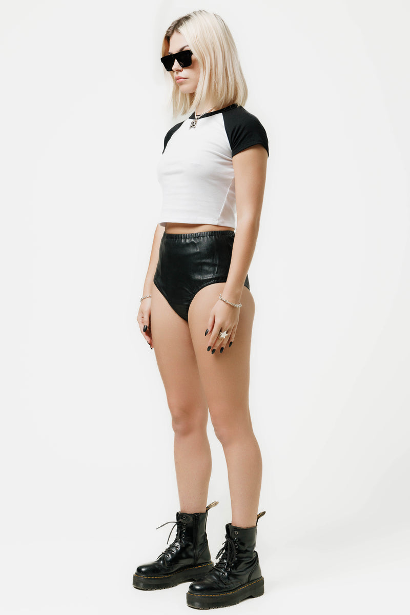 High Waisted Ultra Shorts | Black Leather