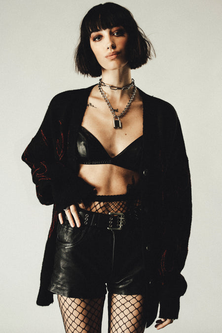 FLAME OVERSIZED CARDIGAN - RED - WOMENS