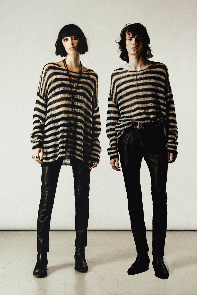 OVERSIZED CLASSIC STRIPE NAVARRO JUMPER - BLACK & DIRTY WHITE