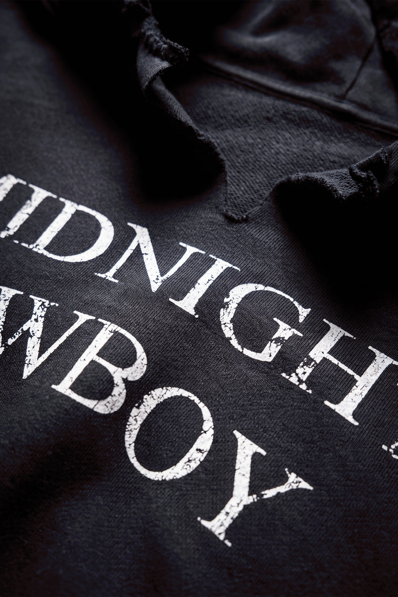 Midnight Cowboy Distressed Hoodie - Aged Black