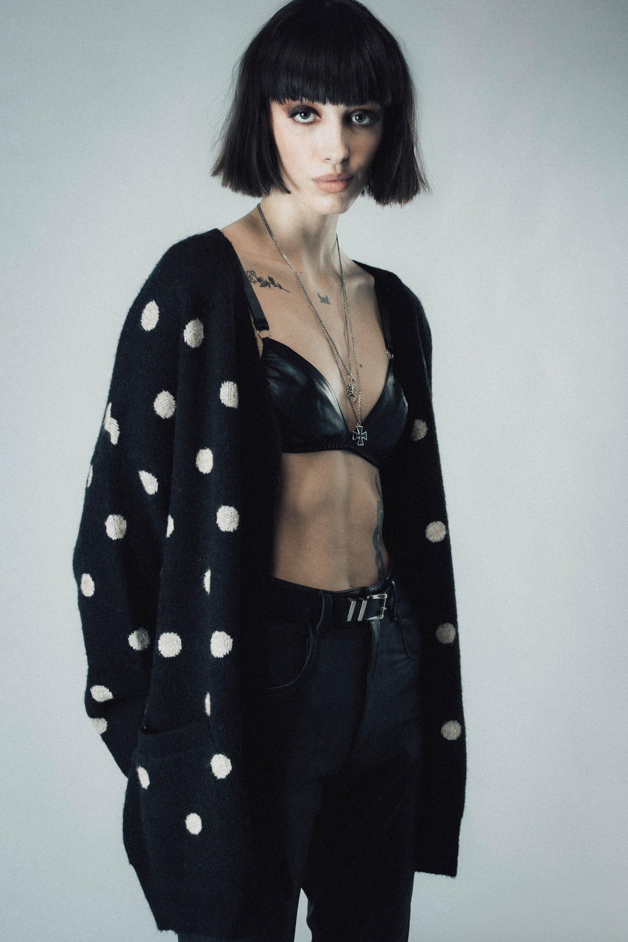 POLKA DOT OVERSIZED BRUSHED CARDIGAN ‐ OTHER