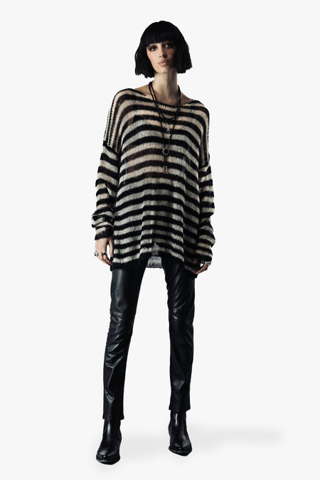 OVERSIZED CLASSIC STRIPE NAVARRO JUMPER - BLACK & DIRTY WHITE - WOMENS