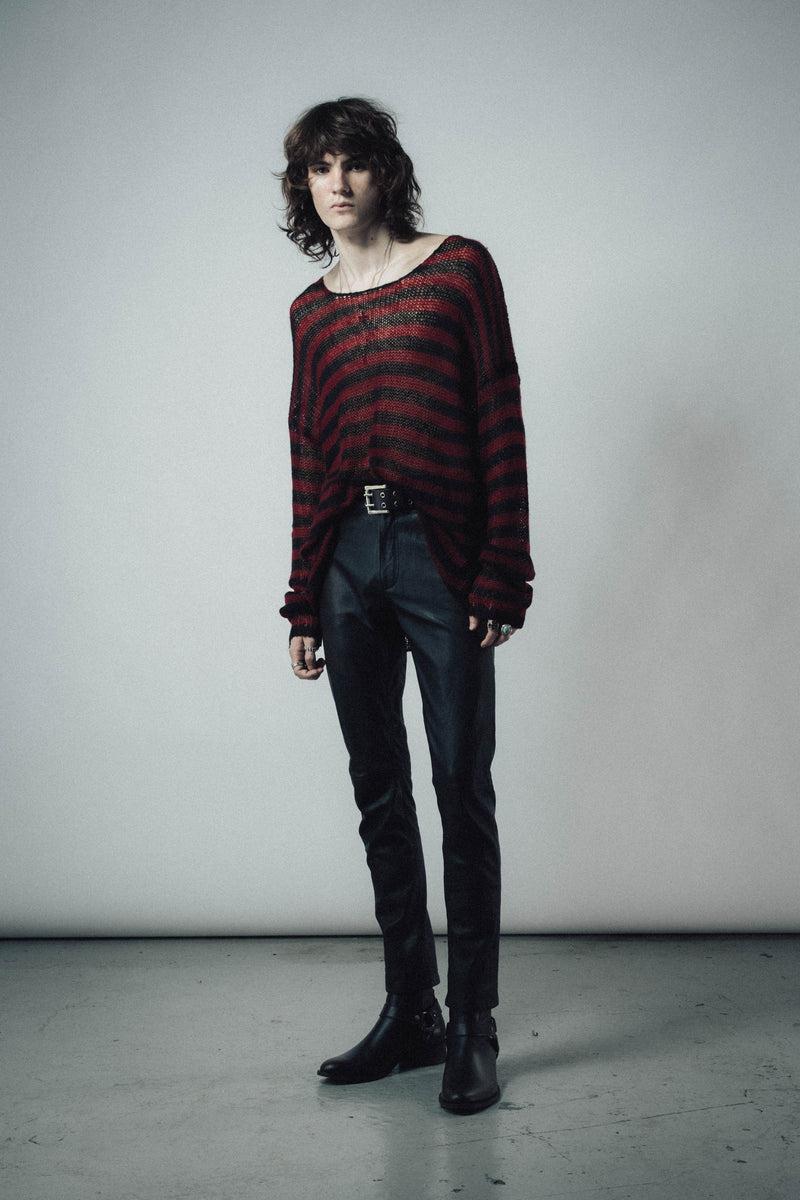 OVERSIZED CLASSIC STRIPE NAVARRO JUMPER - BLACK & OXBLOOD