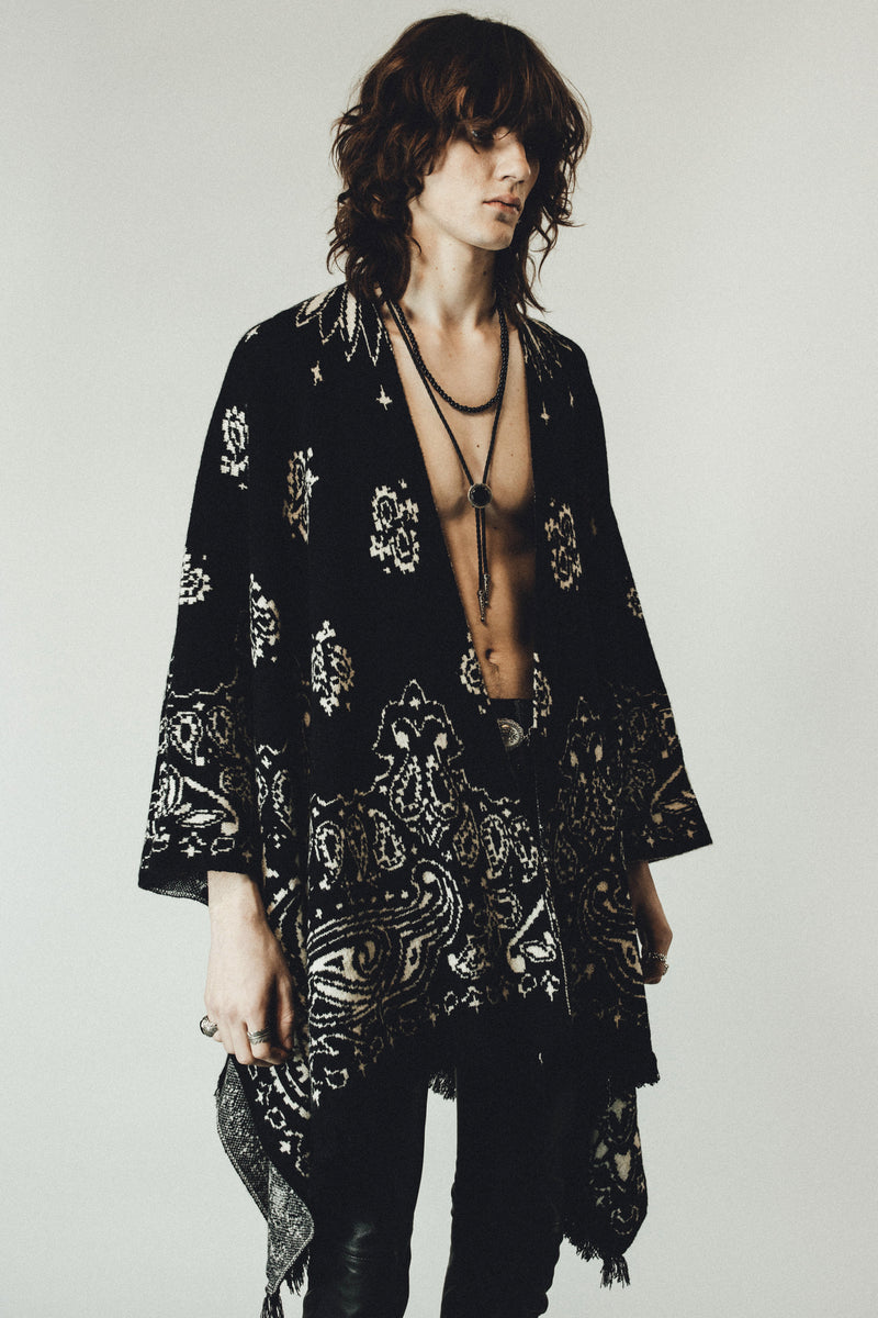 Western Bandana Poncho | Black