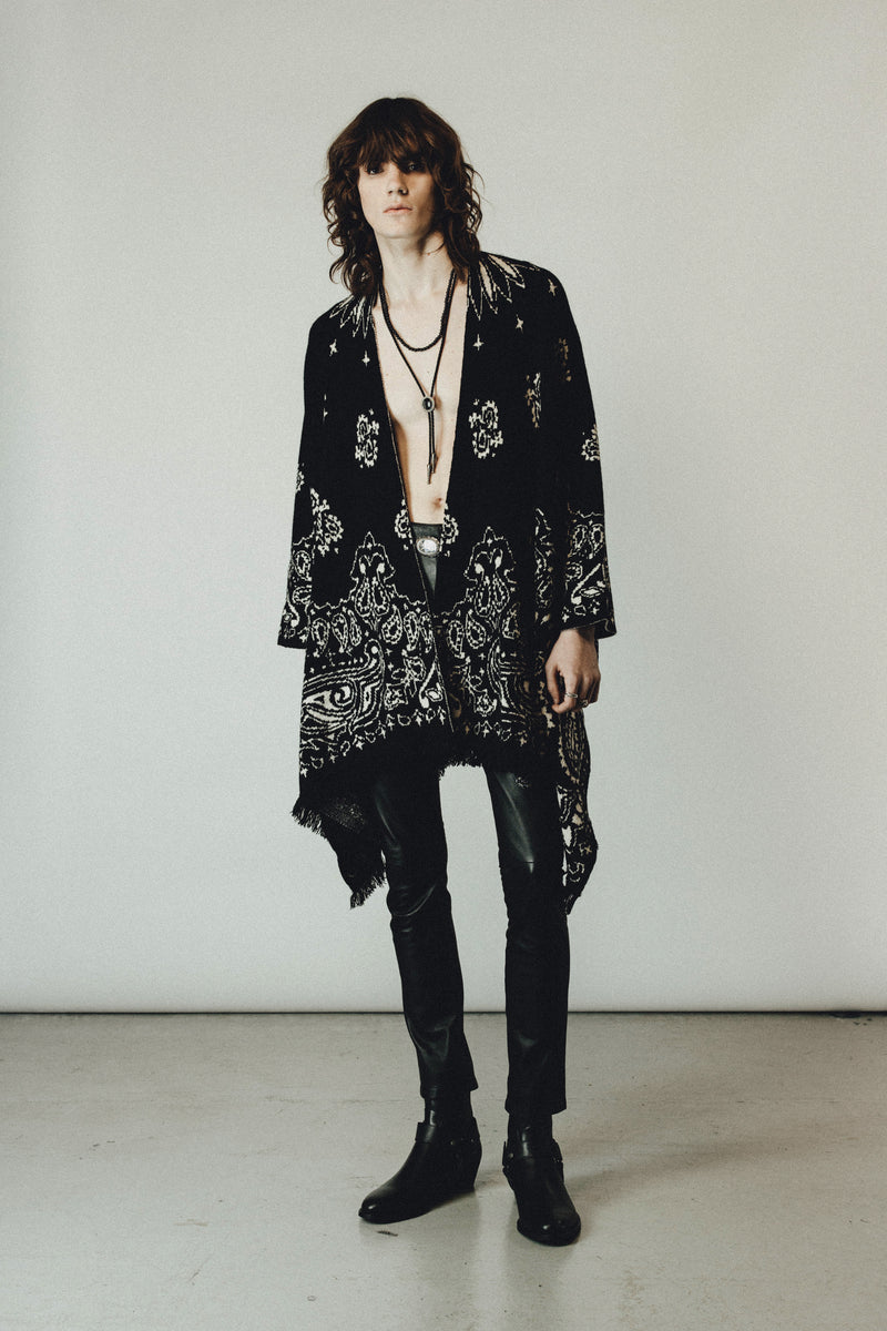 Western Bandana Poncho | Black