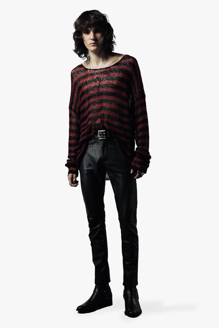 OVERSIZED CLASSIC STRIPE NAVARRO JUMPER - BLACK & OXBLOOD