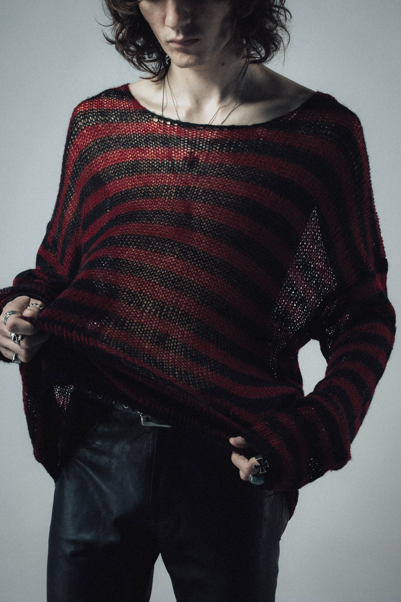 OVERSIZED CLASSIC STRIPE NAVARRO JUMPER - BLACK & OXBLOOD