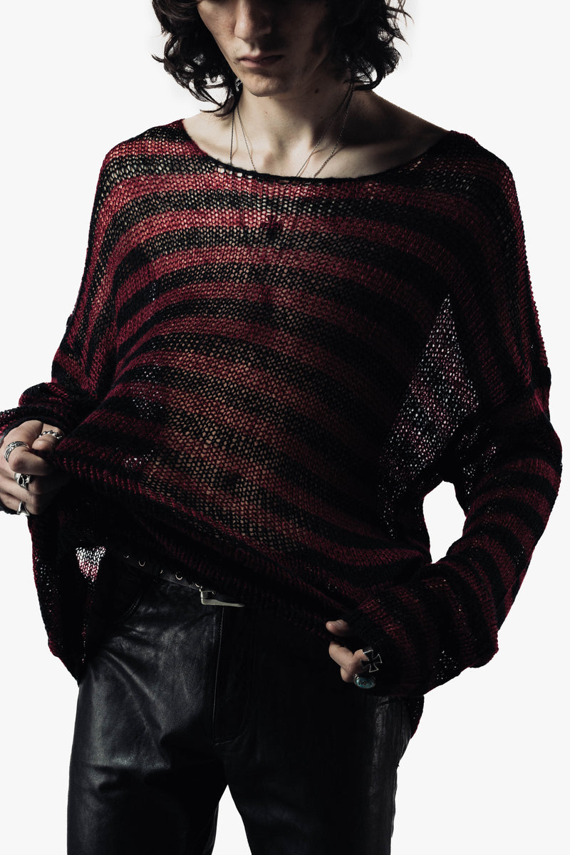 OVERSIZED CLASSIC STRIPE NAVARRO JUMPER - BLACK & OXBLOOD