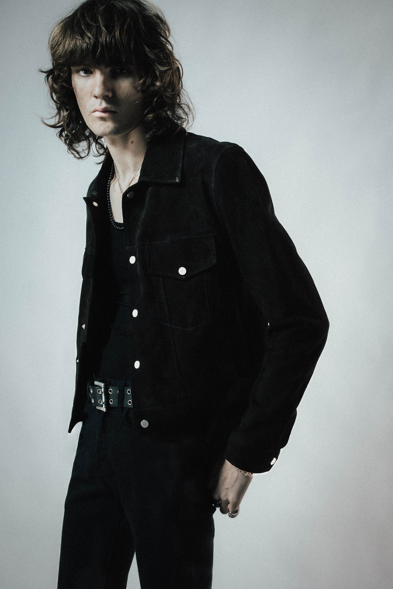 The Suede Trucker Jacket - Black