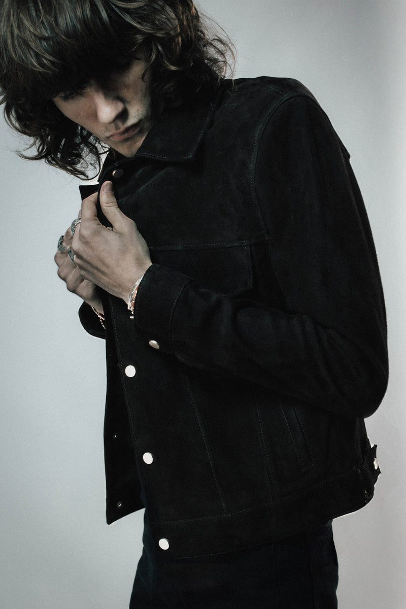 The Suede Trucker Jacket - Black