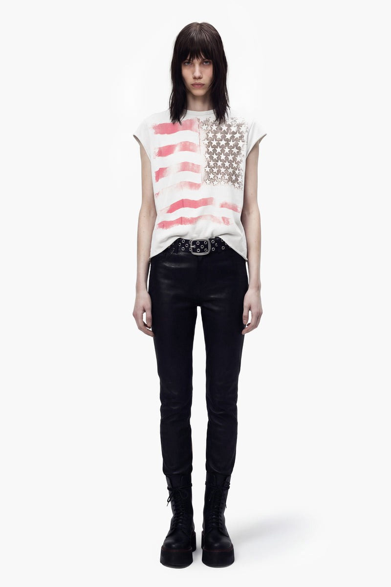 STARS & STRIPES ROCKER TEE - WHITE - WOMEN