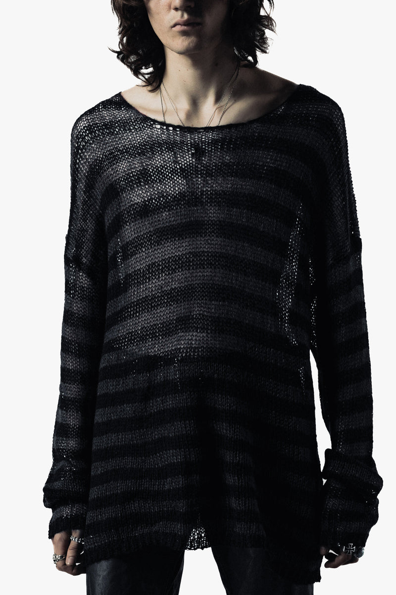 OVERSIZED CLASSIC STRIPE NAVARRO JUMPER - BLACK & GUN METAL GREY