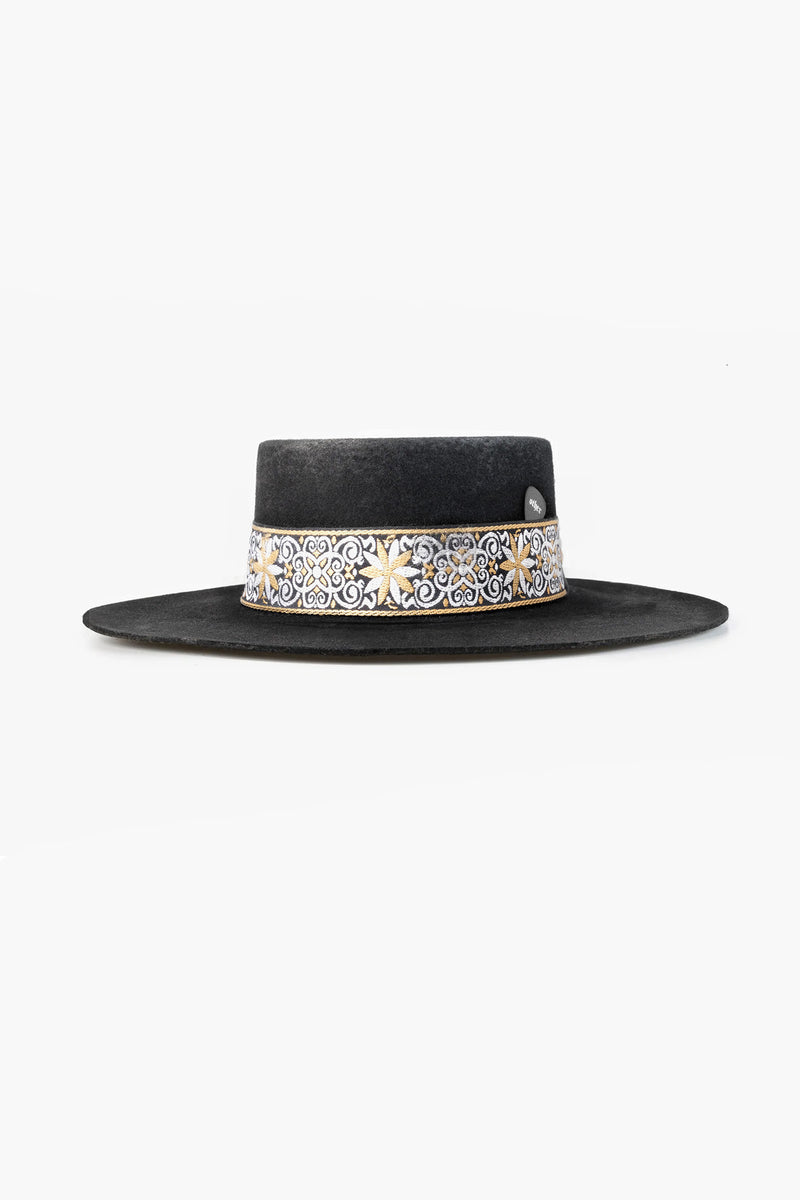 GOLDEN GYPSY BOATER HAT | BLACK RELIC