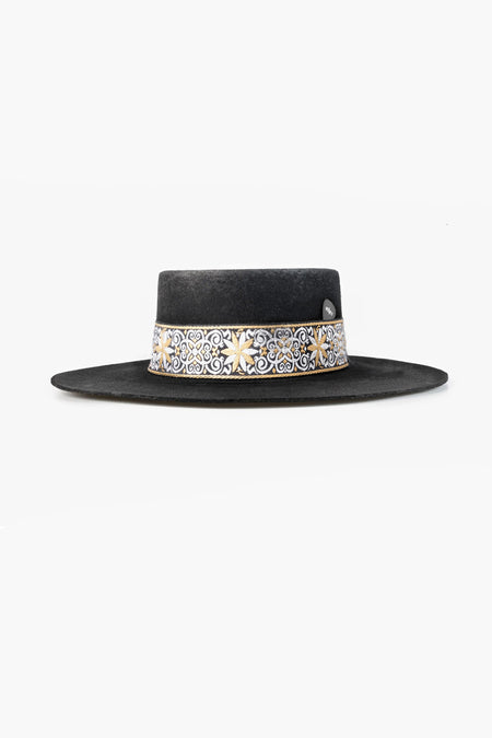 GOLDEN GYPSY BOATER HAT | BLACK RELIC