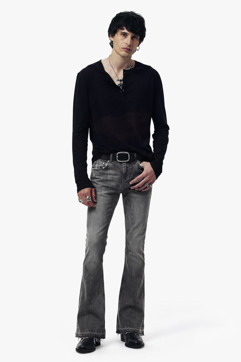 O32 Raw Edge Flared Jeans - Vintage Black