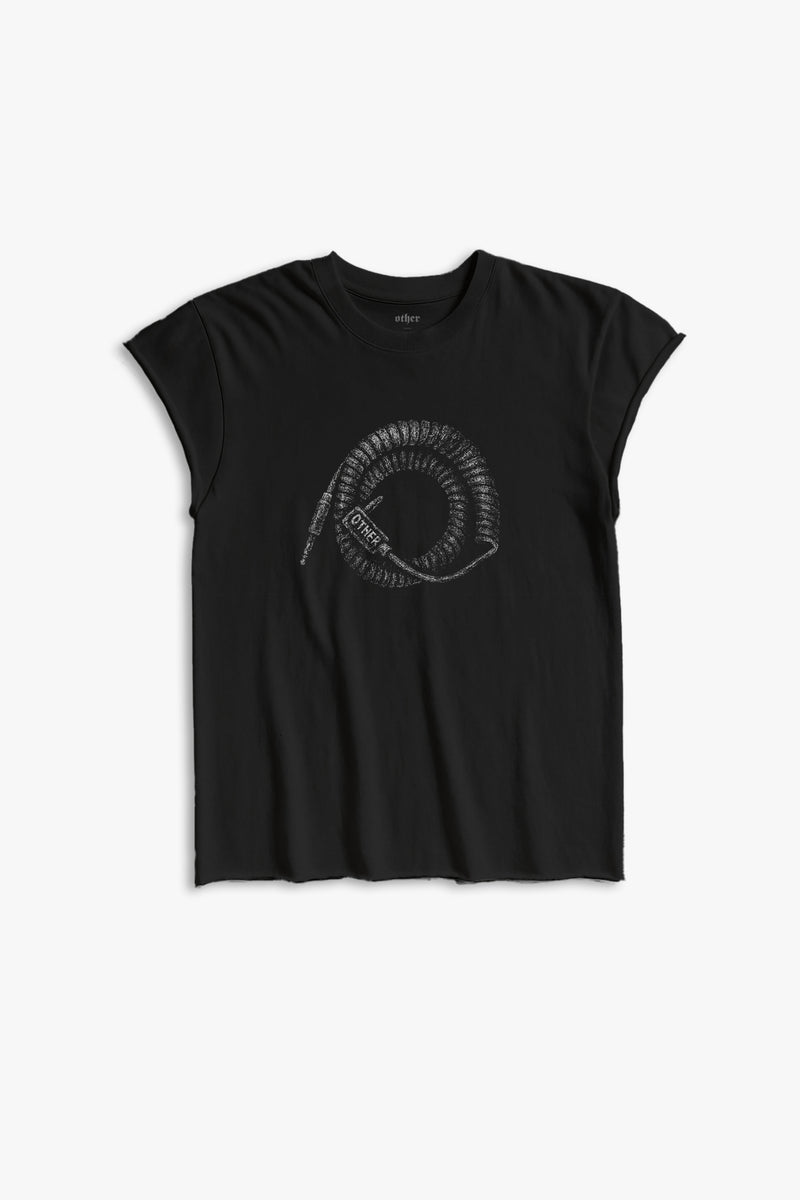 GUITAR CABLE ROCKER TEE - BLACK - WOMEN
