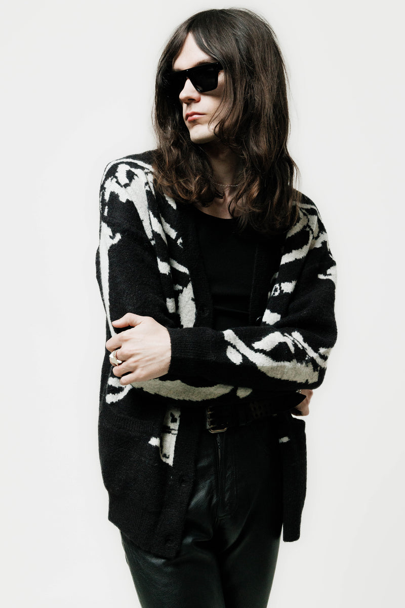 Oversized Skeleton Knit Cardigan | Black