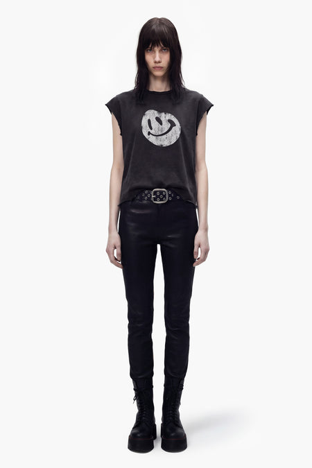 HAPPY FACE ROCKER TEE - WOMEN