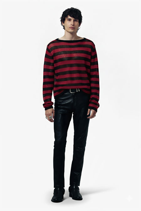 CLASSIC STRIPE NAVARRO JUMPER - BLACK & OXBLOOD