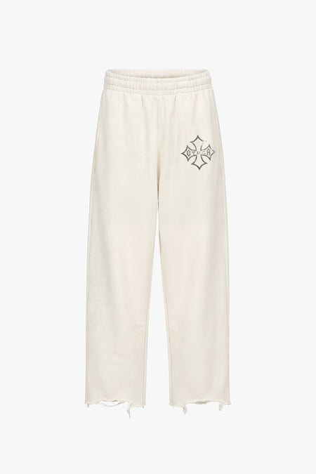 Icon Vintage Issue Raw Edge Wide Leg Sweatpants - Vintage White