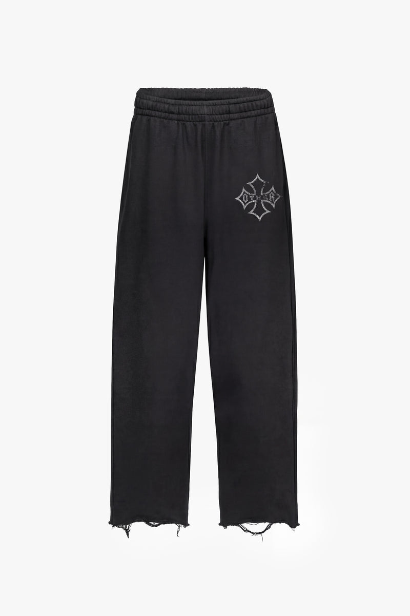 Icon Vintage Issue Raw Edge Wide Leg Sweatpants - Vintage Black