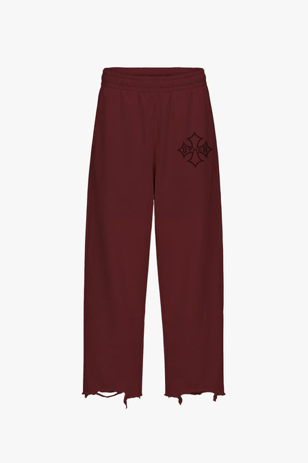 Icon Vintage Issue Raw Edge Wide Leg Sweatpants - Oxblood