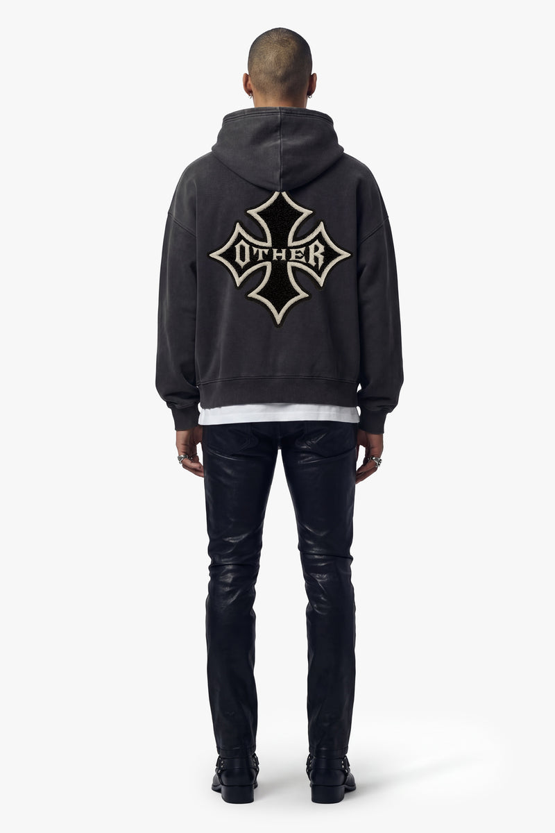 Icon Patch Vintage Issue Oversized Hoodie - Vintage Black