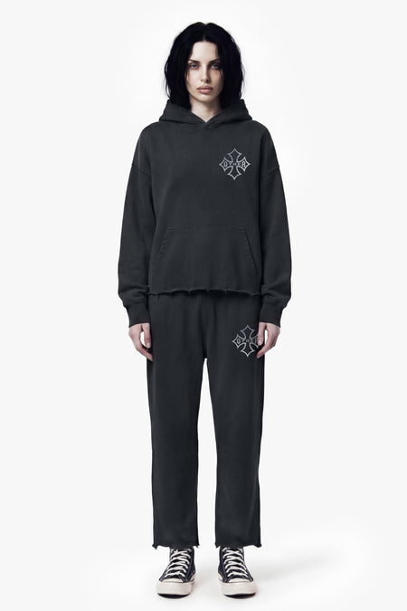 Icon Vintage Issue Raw Edge Wide Leg Sweatpants - Vintage Black - Women