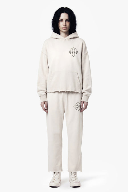 Icon Vintage Issue Raw Edge Wide Leg Sweatpants - Vintage White - Women
