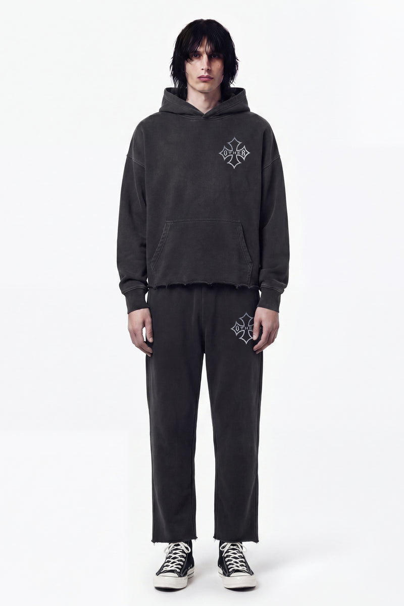 Icon Vintage Issue Raw Edge Wide Leg Sweatpants - Vintage Black