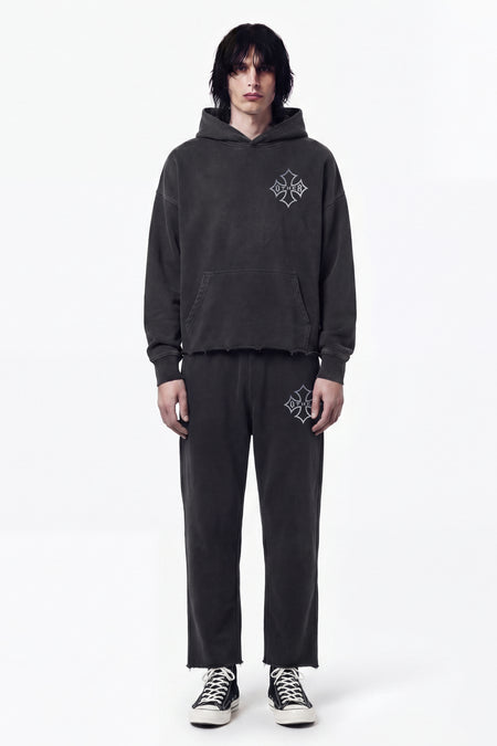 Icon Vintage Issue Raw Edge Wide Leg Sweatpants - Vintage Black
