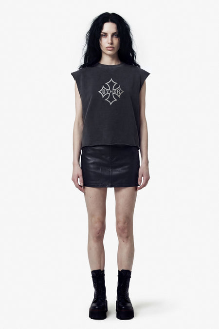 Icon Vintage Issue Raw Edge Oversized Sweatshirt - Vintage Black - Women