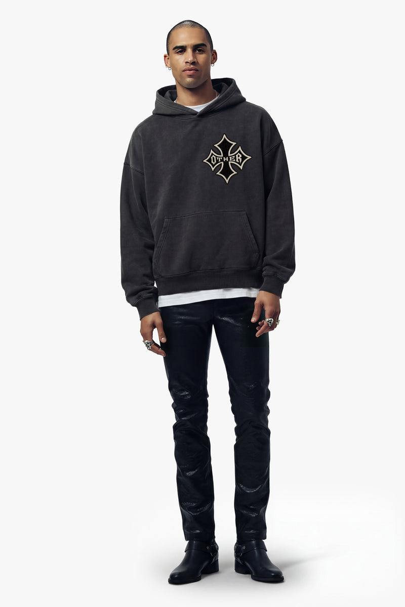 Icon Patch Vintage Issue Oversized Hoodie - Vintage Black