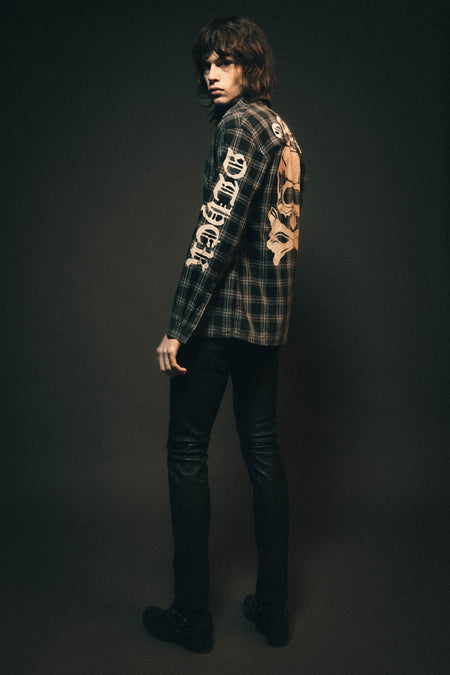 The Skull & Crossbones Vintage Flannel Shirt | Worn Black