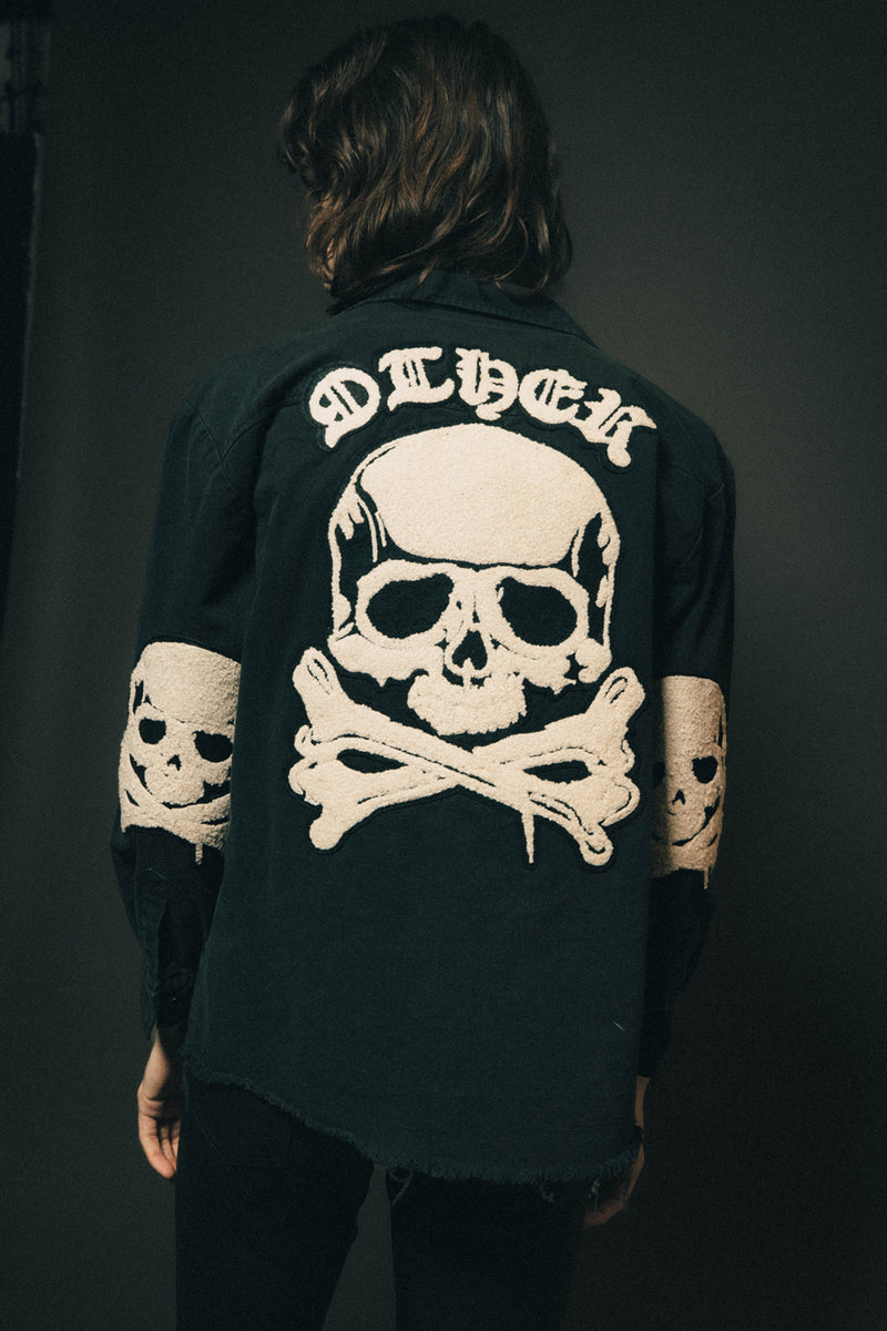 Skull & Crossbones Military Shirt | Vintage Black