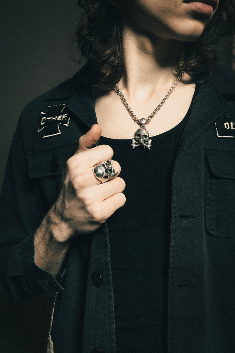 Skull & Crossbones Military Shirt | Vintage Black