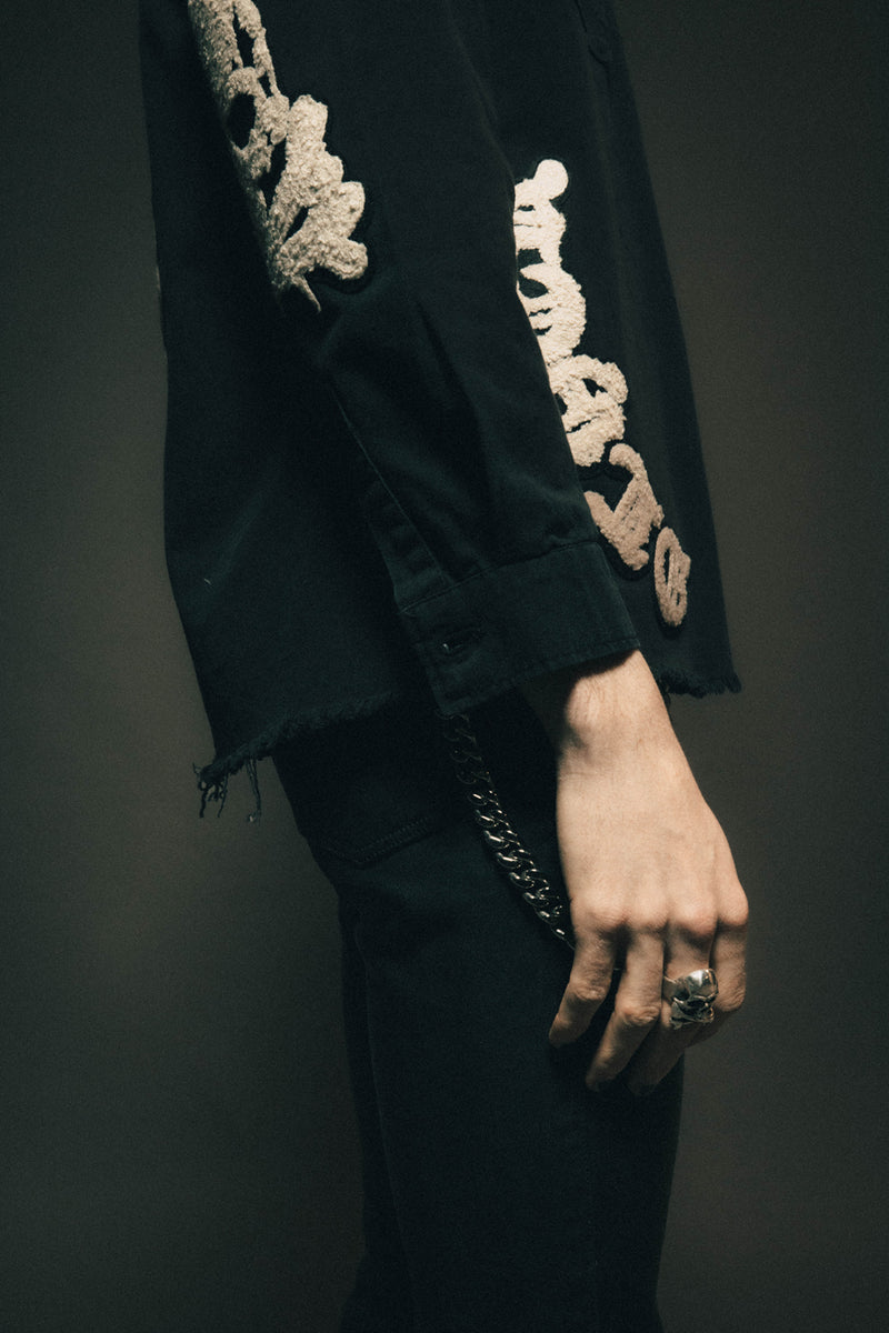 Skull & Crossbones Military Shirt | Vintage Black