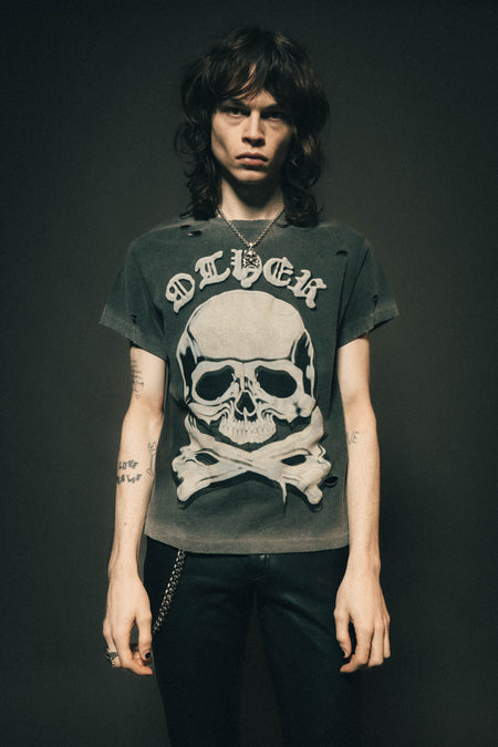 The Skull & Crossbones Vintage Tee | Heavy Relic Black