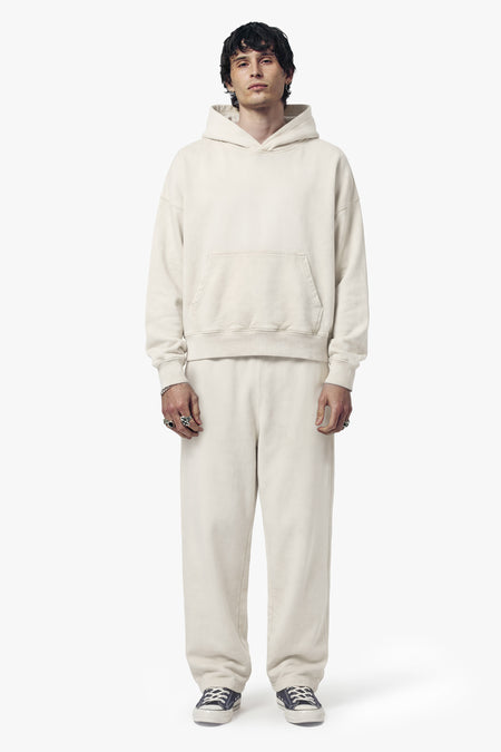 Vintage Issue Oversized Cropped Hoodie - Vintage White