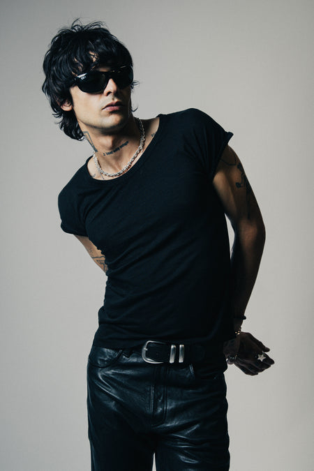 Lazarus Scoop Neck T-Shirt - Black