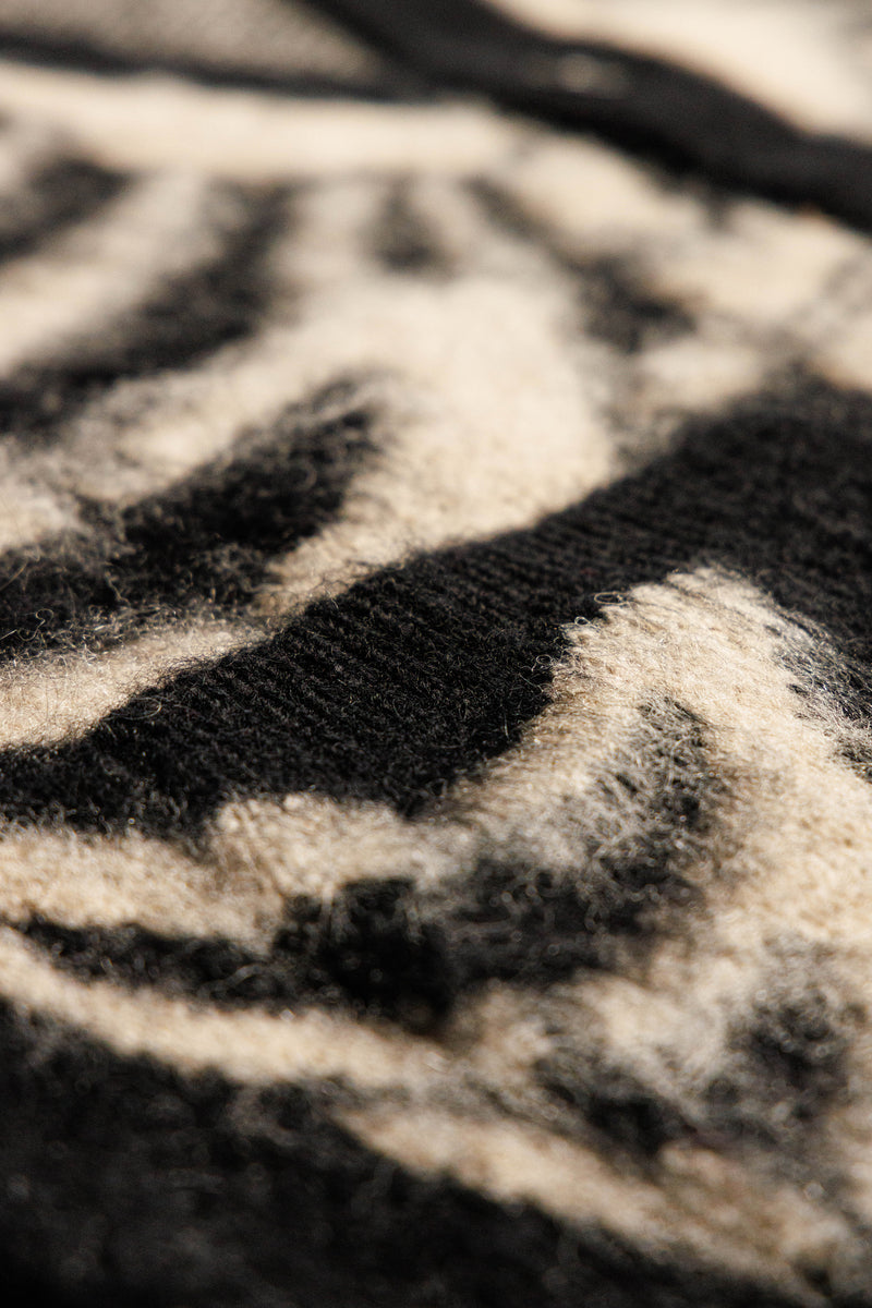 Skeleton Brushed Mohair Knit Cardigan  - Black