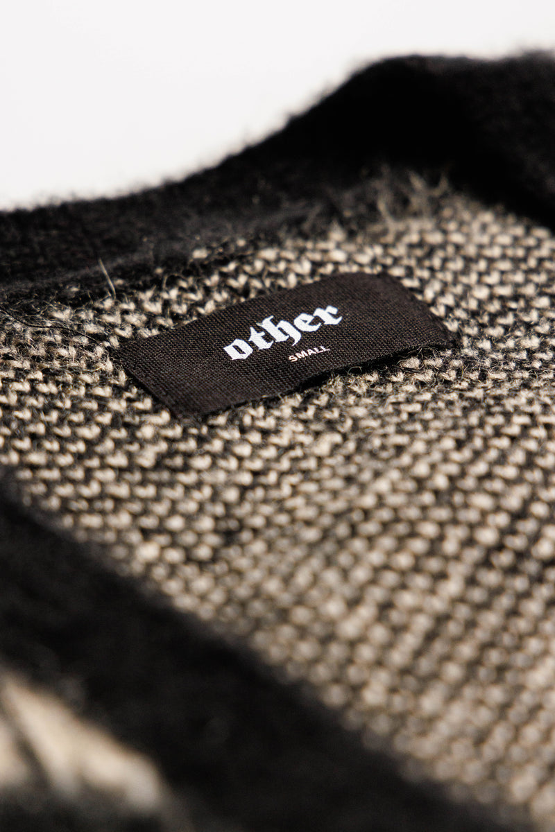 Skeleton Brushed Mohair Knit Cardigan  - Black