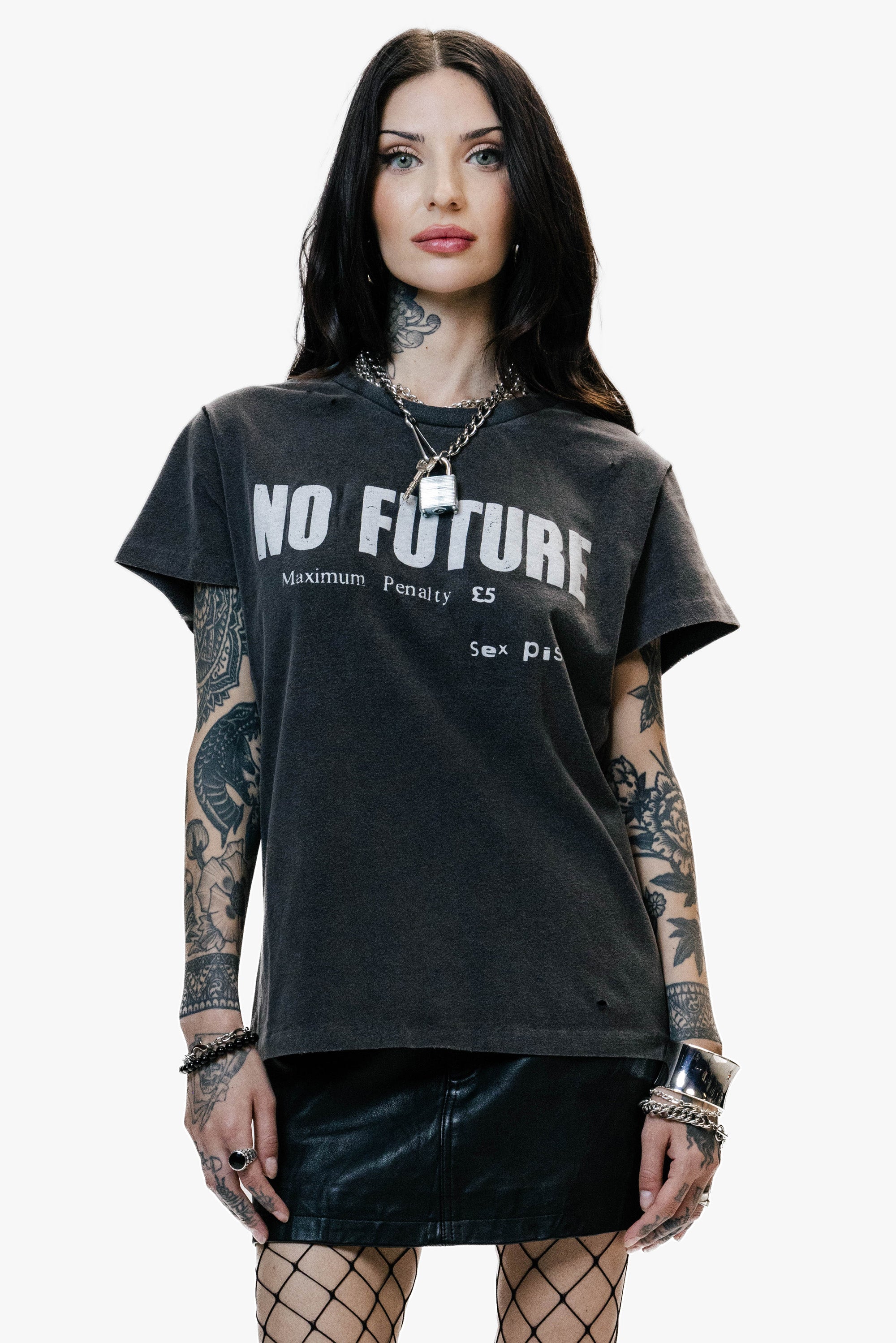 No Future' Sex Pistols Vintage Tee | Heavy Relic Black