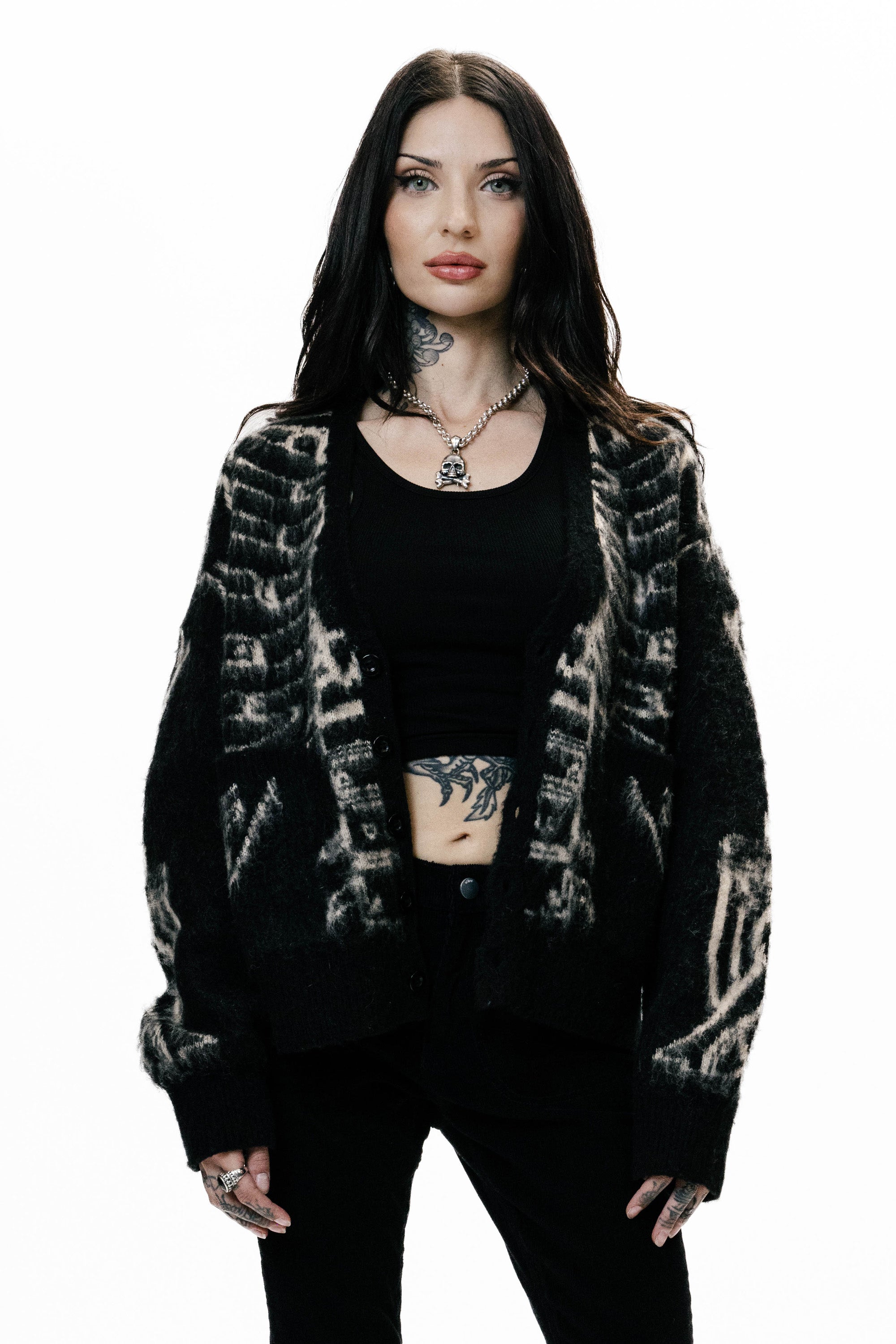 REVERSE SKELETON OVERSIZED CARDIGAN - WOMENS ‐ OTHER
